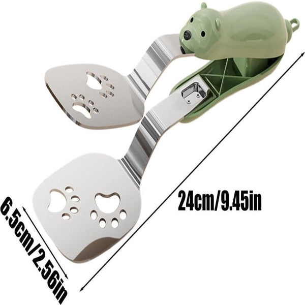 Stainless Steel Spatula Set 2Pc Baking Tongs With Bear Claw Shape Spatulas