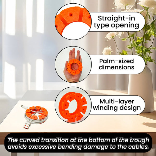 Cable Holder Set | Organizer Travel A 4 Pack For Usb Charging Hdmi Power Cord Audio & Mouse Orange Cable Ties & Organisers