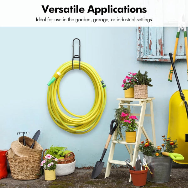 Garden Hose Hanging System Wall Mount For Neat Storage Stainless Steel Frame Black Hose Reels & Storage
