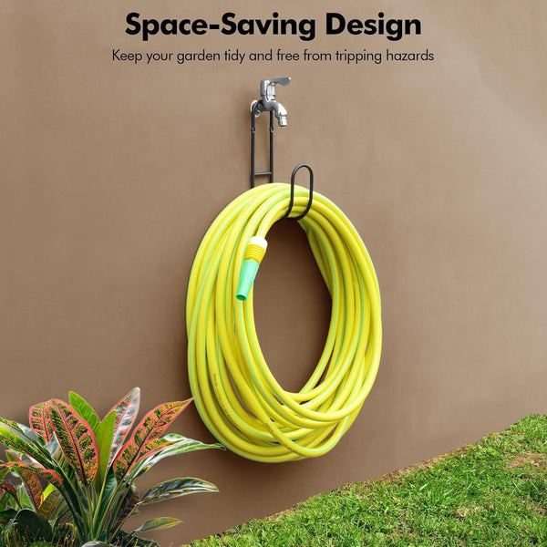 Garden Hose Hanging System Wall Mount For Neat Storage Stainless Steel Frame Black Hose Reels & Storage