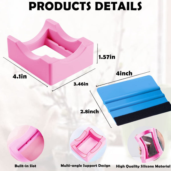 Vinyl Sticker Applicator For Cups Silicone Holder With Felt Edge Scraper Insulated Mug Non Slip Glass One Handed Sticking Mugs & Bottles Diy Accessory