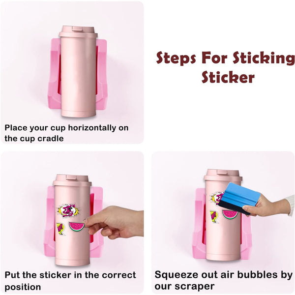 Vinyl Sticker Applicator For Cups Silicone Holder With Felt Edge Scraper Insulated Mug Non Slip Glass One Handed Sticking Mugs & Bottles Diy Accessory