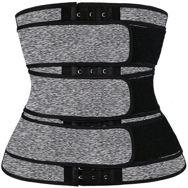 Women Sweat Reducer Training Belt Sweatband Waist Trainer Slimming Belly Band 3 Row Closure & Breathable Material Extended Sizes (S To 6Xl) Grays Belt