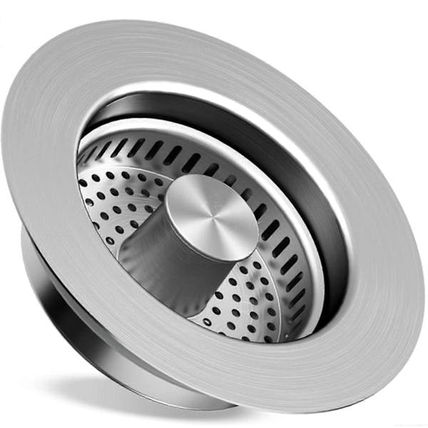 3 In 1 Stainless Steel Sink Drain Strainer & Stopper Silver Colanders Strainers & Sifters