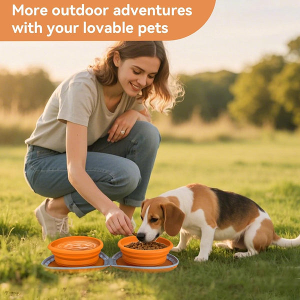 Dog Food Bowl Foldable Outdoor Pet 2 In 1 With Zippered Storage Bag And Carabiner Suitable For Travel Hiking Camping Other Activities (Pink) Dog Bowls