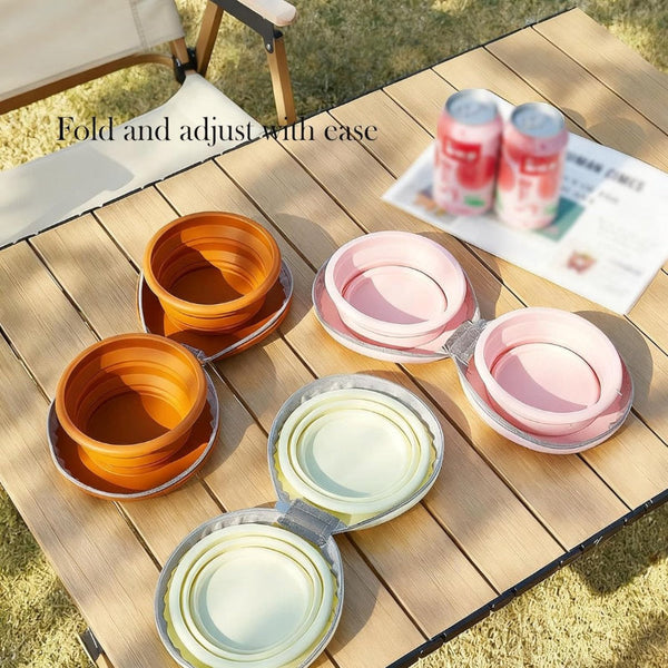 Dog Food Bowl Foldable Outdoor Pet 2 In 1 With Zippered Storage Bag And Carabiner Suitable For Travel Hiking Camping Other Activities (Pink) Dog Bowls