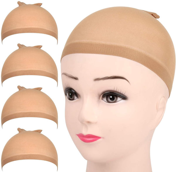5 Piece Light Brown Elastic Wig Cap Set For Natural Look Hair Extensions