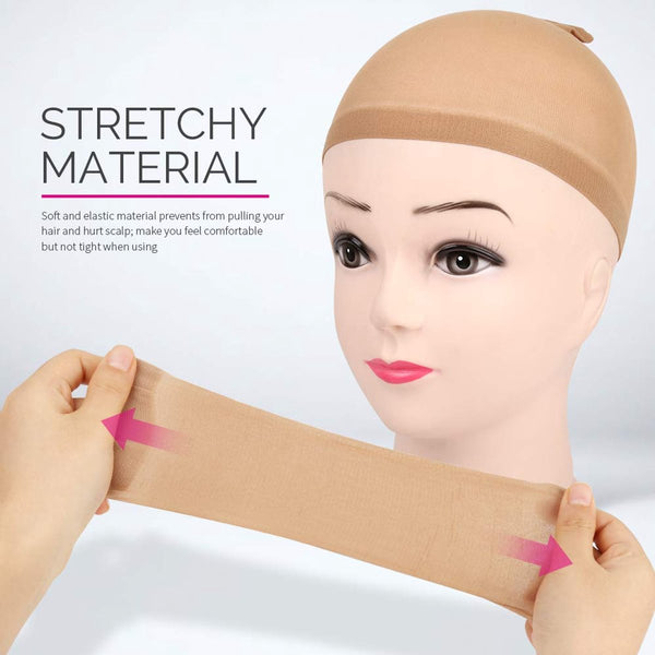5 Piece Light Brown Elastic Wig Cap Set For Natural Look Hair Extensions