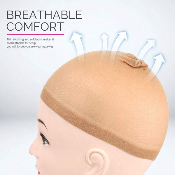 5 Piece Light Brown Elastic Wig Cap Set For Natural Look Hair Extensions