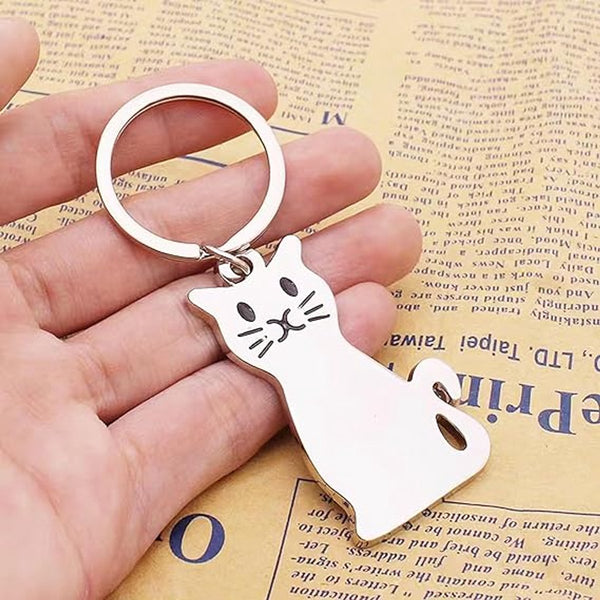 Keychain Cat Cute Perfect Gift For Lovers Friends And Best Silver Keyrings
