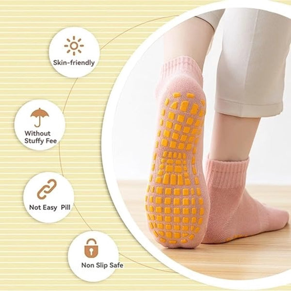 6 Pairs Non Slip Trampoline For Adults All Season Grip Socks