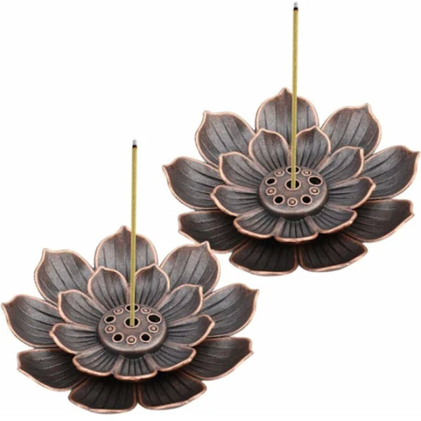 Set Of 2 Lotus Shape Incense Burner 6 Hole With Ash Collection Tray Suitable For Burning Candle Holders & Accessories