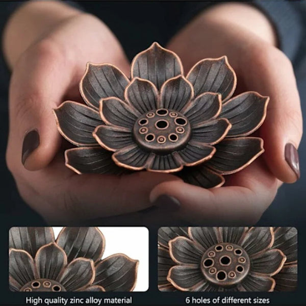 Set Of 2 Lotus Shape Incense Burner 6 Hole With Ash Collection Tray Suitable For Burning Candle Holders & Accessories