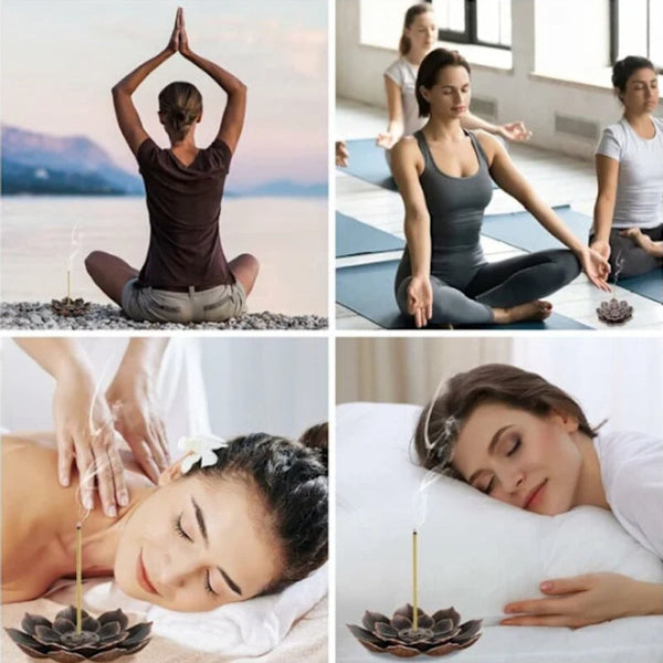 Set Of 2 Lotus Shape Incense Burner 6 Hole With Ash Collection Tray Suitable For Burning Candle Holders & Accessories