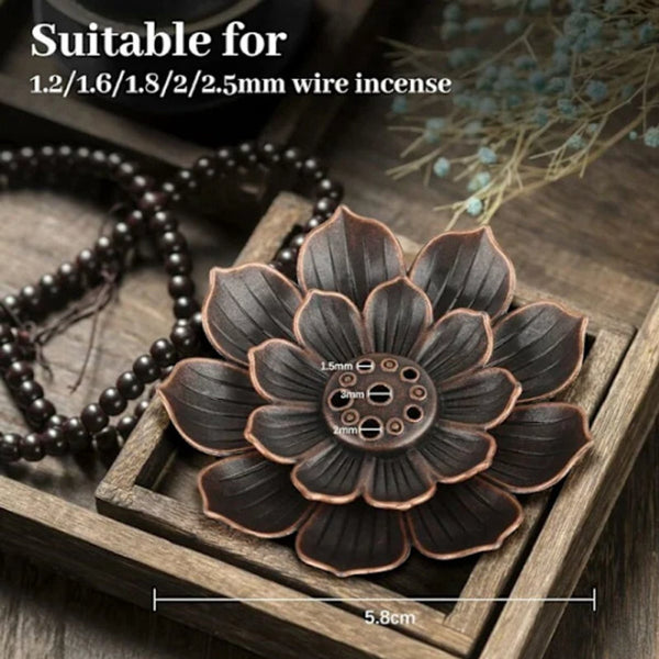 Set Of 2 Lotus Shape Incense Burner 6 Hole With Ash Collection Tray Suitable For Burning Candle Holders & Accessories