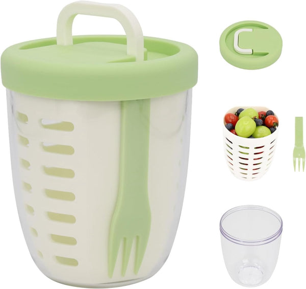 Fruit Bowl Salad Leakproof Reusable Food Container With Lid And Draining Basket Suitable For Work School Travel. 650 Ml (Vegetable) Bowls