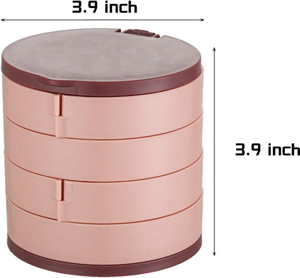 Jewelry Box Foldable Storage Rotating With Multiple Layers Elegant For Earrings Dust Free And Compact Suitable (Pink) Jewellery Boxes