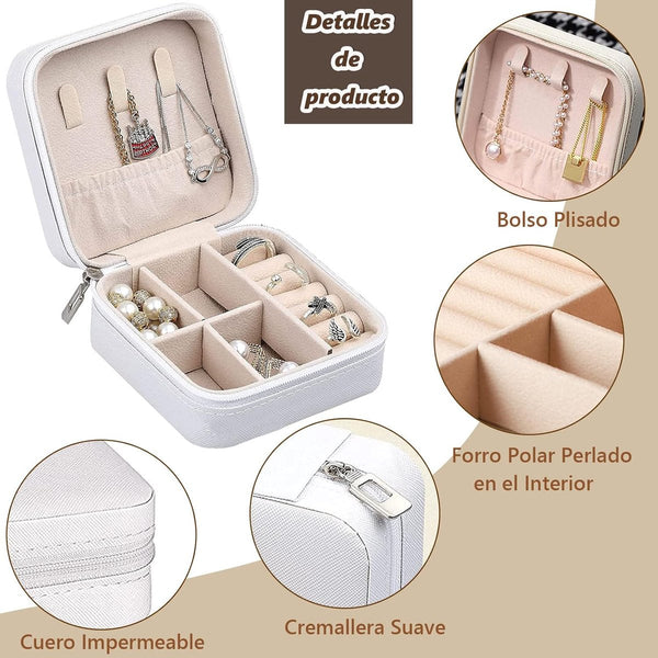 Jewelry Organizer Set 3 Piece Leather Box Portable Rings Earrings Necklaces Bracelets (White) Christmas Gift Birthday Jewellery Holders & Organisers