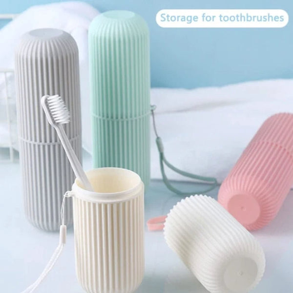 4 Piece Travel Toothbrush Holder Set Portable Mouthwash Cup & Storage Box Tumblers & Toothbrush Holders
