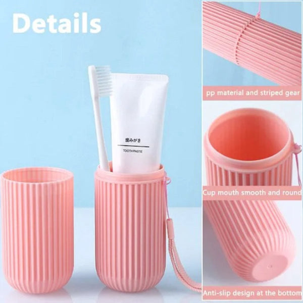 4 Piece Travel Toothbrush Holder Set Portable Mouthwash Cup & Storage Box Tumblers & Toothbrush Holders