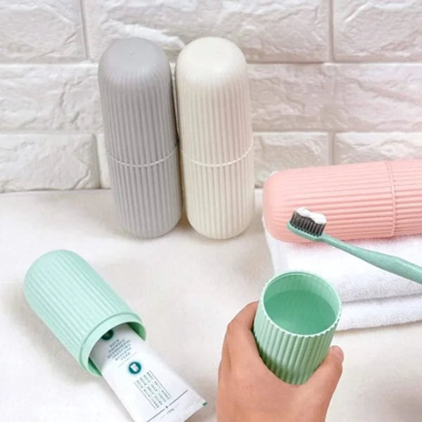 4 Piece Travel Toothbrush Holder Set Portable Mouthwash Cup & Storage Box Tumblers & Toothbrush Holders