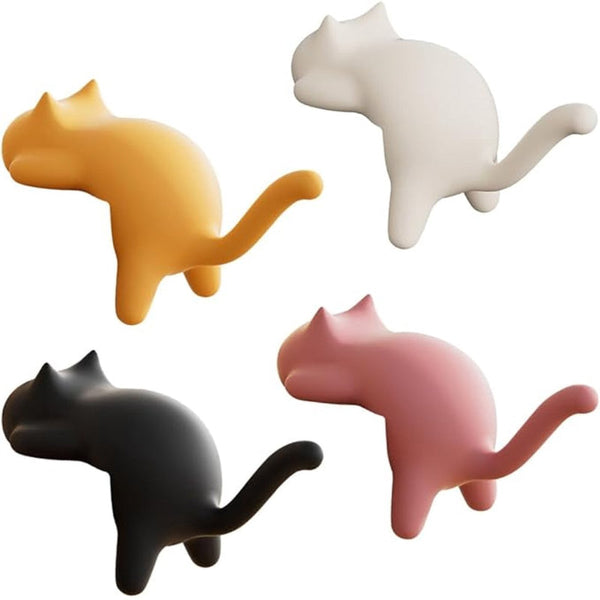 Hooks 4 Pack Cat Shape Backpack Non Slip Drilling Required Compact And Portable Suitable For Office Home Etc. Can Also Be Used Decoration. (Black + Wh