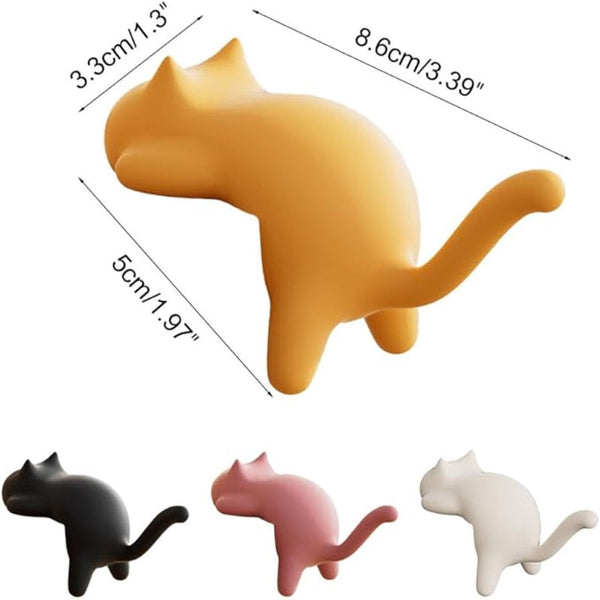 Hooks 4 Pack Cat Shape Backpack Non Slip Drilling Required Compact And Portable Suitable For Office Home Etc. Can Also Be Used Decoration. (Black + Wh