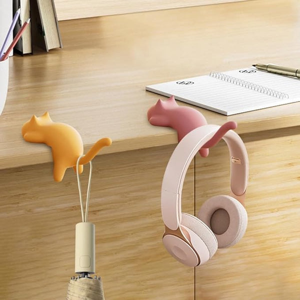 Hooks 4 Pack Cat Shape Backpack Non Slip Drilling Required Compact And Portable Suitable For Office Home Etc. Can Also Be Used Decoration. (Black + Wh