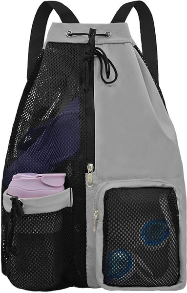 Backpack Sports Bag Travel Training Swimming 30*15*45Cm Mesh Material Drawstring Design Side Storage Space Unisex Suitable For Fitness Dancing Camping