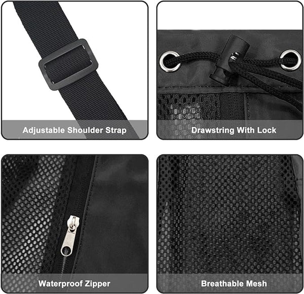 Backpack Sports Bag Travel Training Swimming 30*15*45Cm Mesh Material Drawstring Design Side Storage Space Unisex Suitable For Fitness Dancing Camping