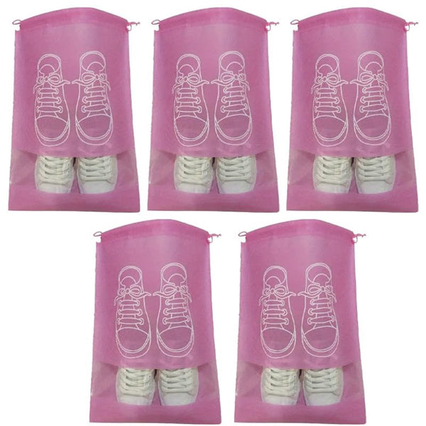 Pack Of 5 Travel And Storage Water Repellent Organizer Pink (43.5*32Cm) Shoe Bags
