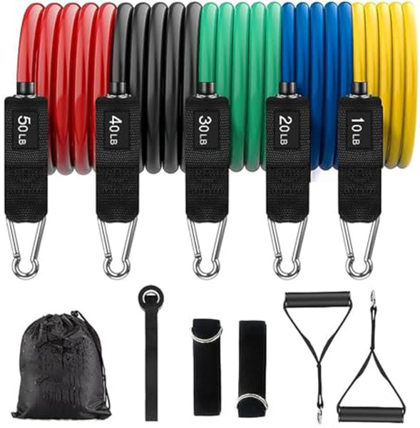 Resistance Bands Set Up To 150 Lb Home Fitness & Strength Training Resistance Trainers