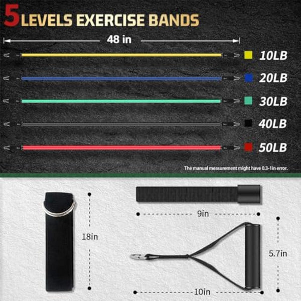 Resistance Bands Set Up To 150 Lb Home Fitness & Strength Training Resistance Trainers