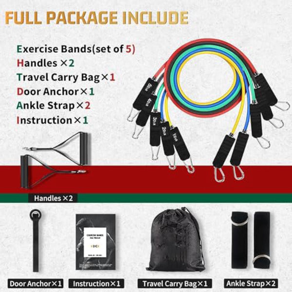 Resistance Bands Set Up To 150 Lb Home Fitness & Strength Training Resistance Trainers