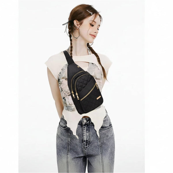 Unisex Shoulder Sling Bag 5 Storage Pockets And Cable Grommet Adjustable Carrying Style Crossbody/Shoulder/Chest Yellow Women's Bags & Handbags