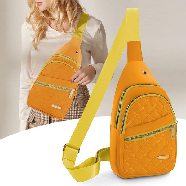 Unisex Shoulder Sling Bag 5 Storage Pockets And Cable Grommet Adjustable Carrying Style Crossbody/Shoulder/Chest Yellow Women's Bags & Handbags