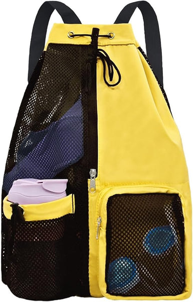 Backpack Sports Bag Travel Training Swimming 30*15*45Cm Mesh Material Drawstring Design Side Storage Space Unisex Suitable For Fitness Dancing Camping