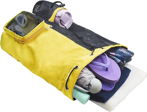 Backpack Sports Bag Travel Training Swimming 30*15*45Cm Mesh Material Drawstring Design Side Storage Space Unisex Suitable For Fitness Dancing Camping