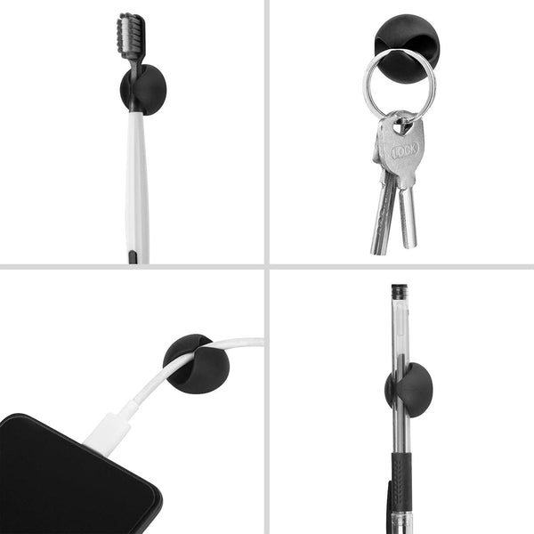 Pack Of 12 Cable Clips Black Self Adhesive Organizer Charger Holder Suitable For Bedside Tables Desks Offices Cable Ties & Organisers