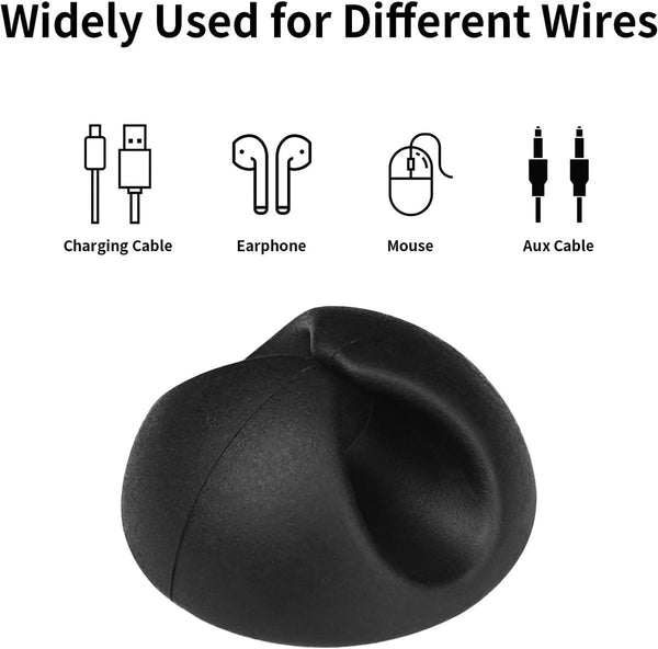 Pack Of 12 Cable Clips Black Self Adhesive Organizer Charger Holder Suitable For Bedside Tables Desks Offices Cable Ties & Organisers