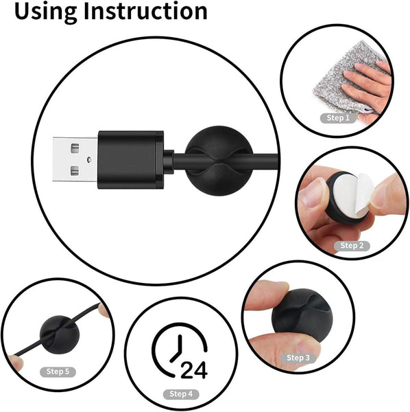Pack Of 12 Cable Clips Black Self Adhesive Organizer Charger Holder Suitable For Bedside Tables Desks Offices Cable Ties & Organisers