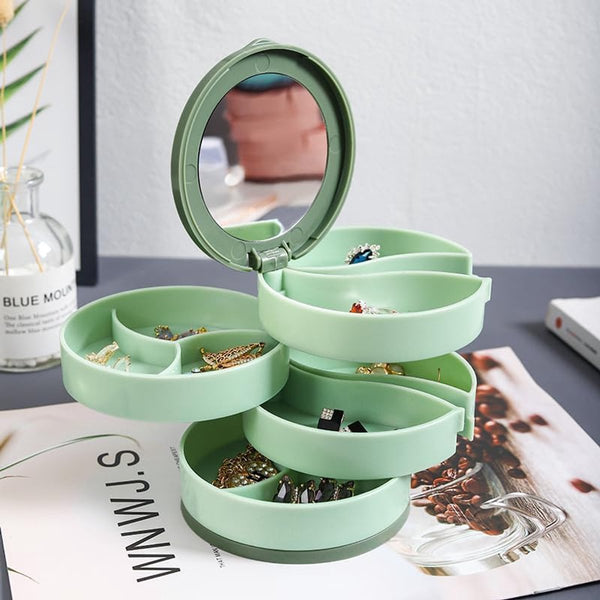 Jewelry Box Foldable Storage Rotating With Multiple Layers Elegant For Earrings Dust Free And Compact Suitable (Vegetable) Jewellery Boxes