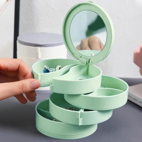 Jewelry Box Foldable Storage Rotating With Multiple Layers Elegant For Earrings Dust Free And Compact Suitable (Vegetable) Jewellery Boxes