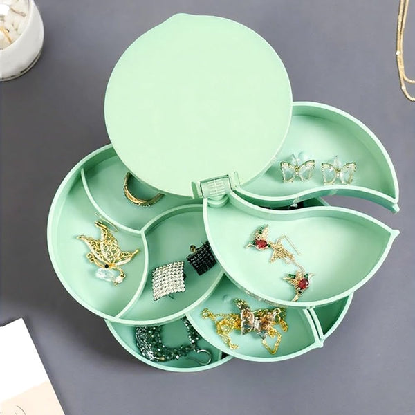 Jewelry Box Foldable Storage Rotating With Multiple Layers Elegant For Earrings Dust Free And Compact Suitable (Vegetable) Jewellery Boxes
