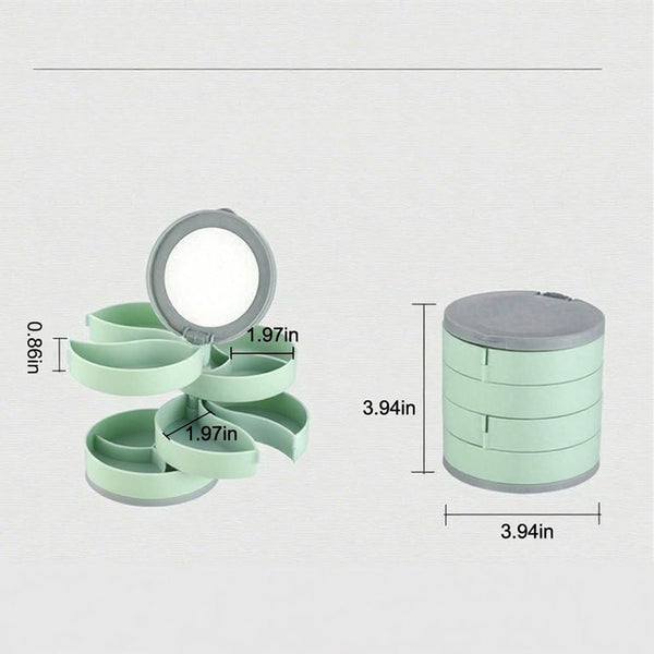 Jewelry Box Foldable Storage Rotating With Multiple Layers Elegant For Earrings Dust Free And Compact Suitable (Vegetable) Jewellery Boxes