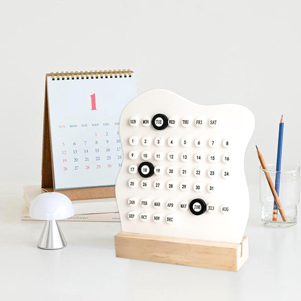 Desktop Perpetual Calendar 2026 Reusable Block For The Monthly Modern Ring Date White Calendars (Current)