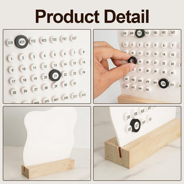 Desktop Perpetual Calendar 2026 Reusable Block For The Monthly Modern Ring Date White Calendars (Current)