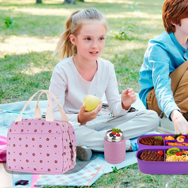 Cooler Bags Lunch Handle Strap Insulated Picnic 25.5*21*17Cm Suitable For Work Office Travel And Picnicsipurplei Lunchboxes & Bags