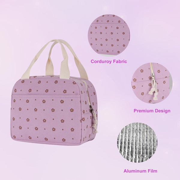 Cooler Bags Lunch Handle Strap Insulated Picnic 25.5*21*17Cm Suitable For Work Office Travel And Picnicsipurplei Lunchboxes & Bags