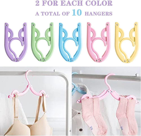 10 Piece Travel Clothes Hanger Portable Folding Rack Clothes Hangers